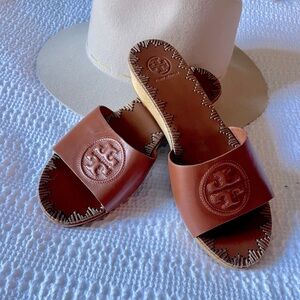 Tory Burch Brown Leather Sandals with Logo